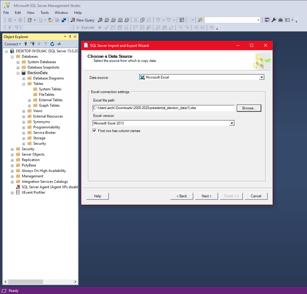 Selecting Presidential Election Data
